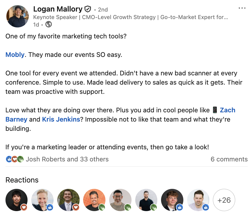 Mobly customer review on LinkedIn