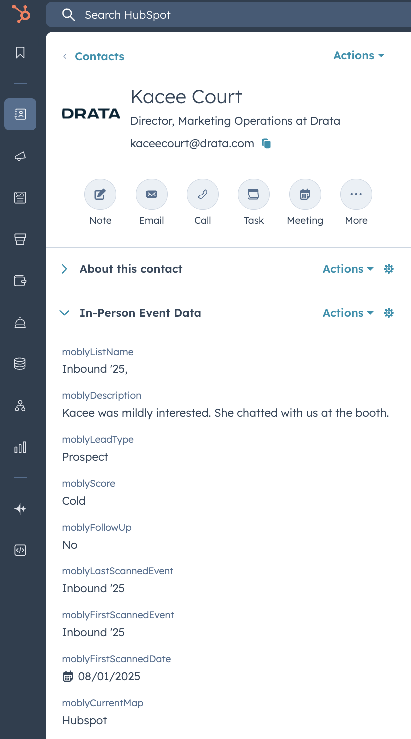 HubSpot record synced from Mobly