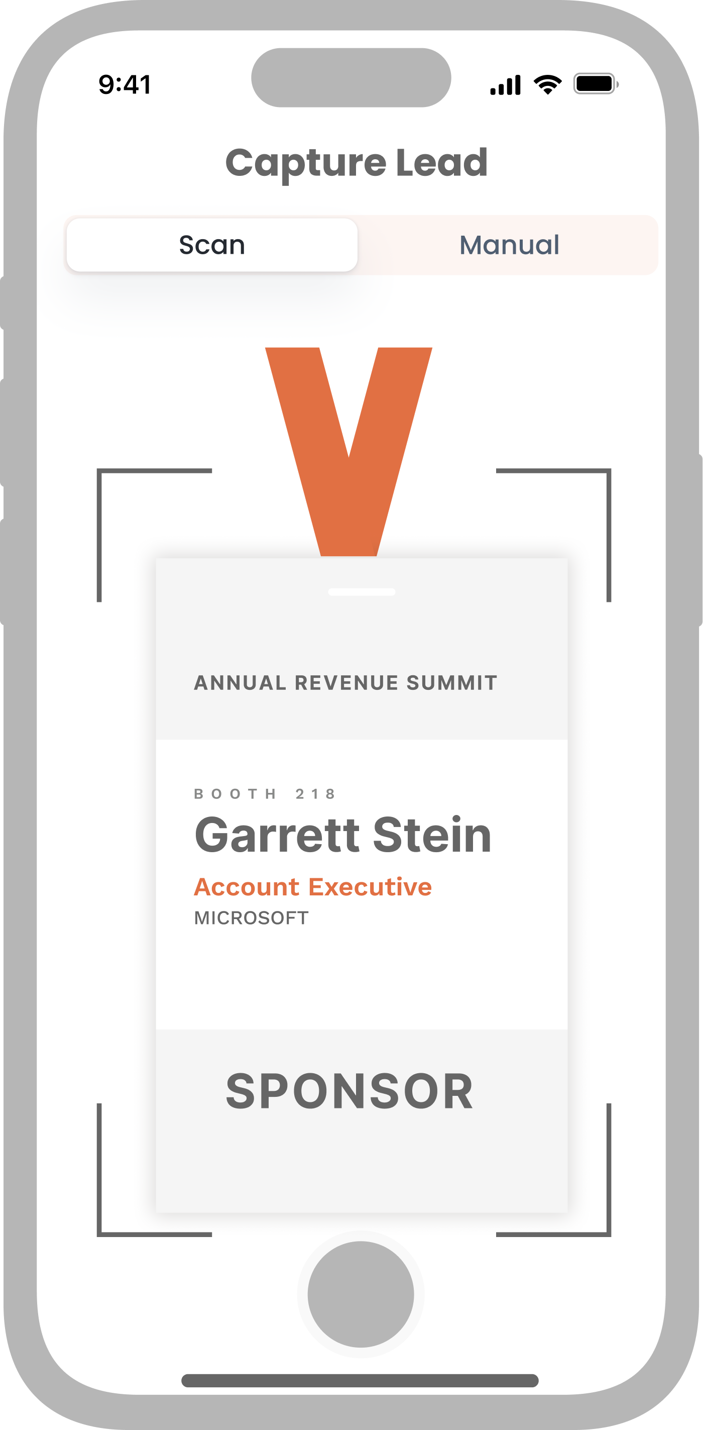 Scanning a badge with the Mobly app