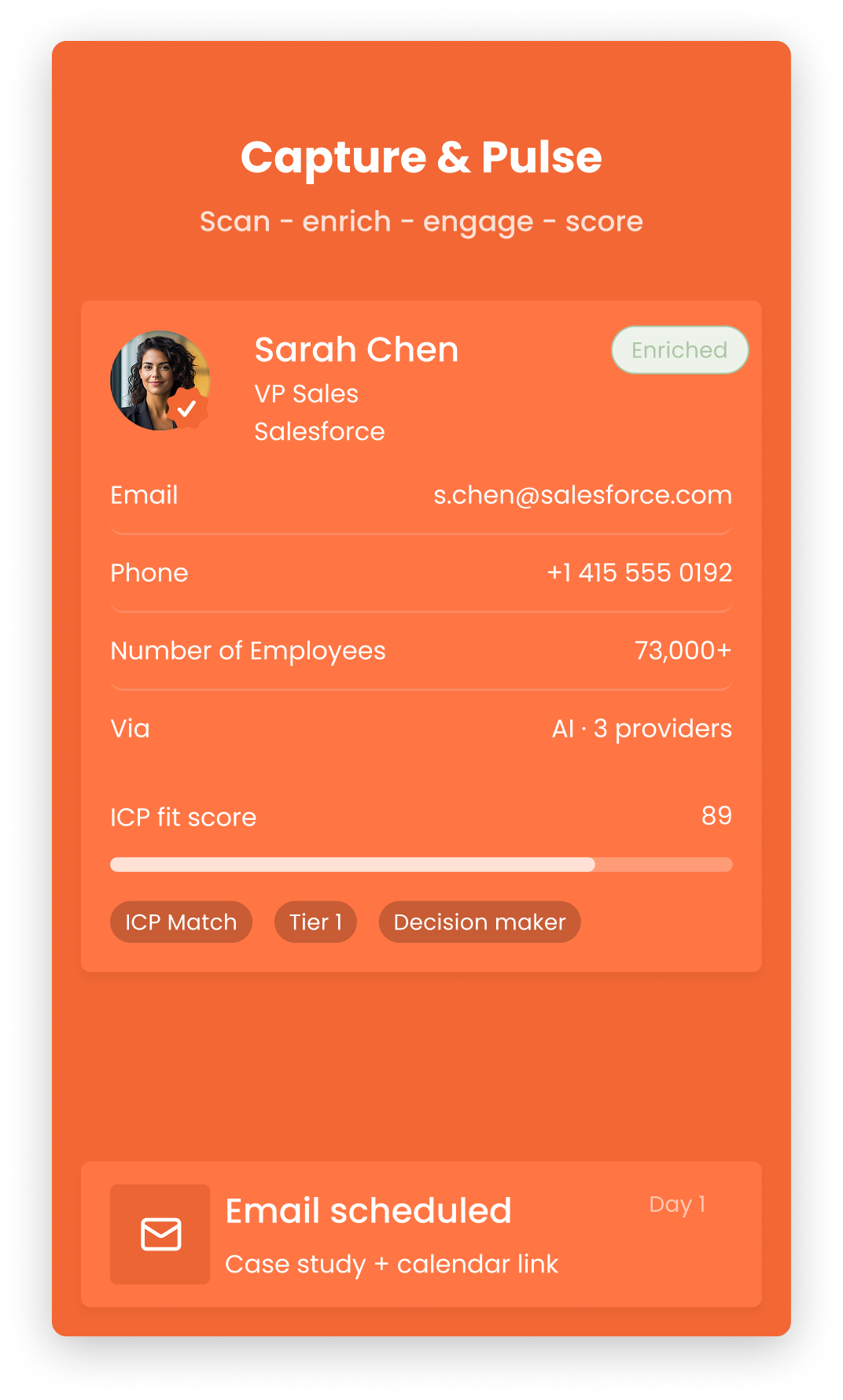 Mobly app capturing a lead during an event