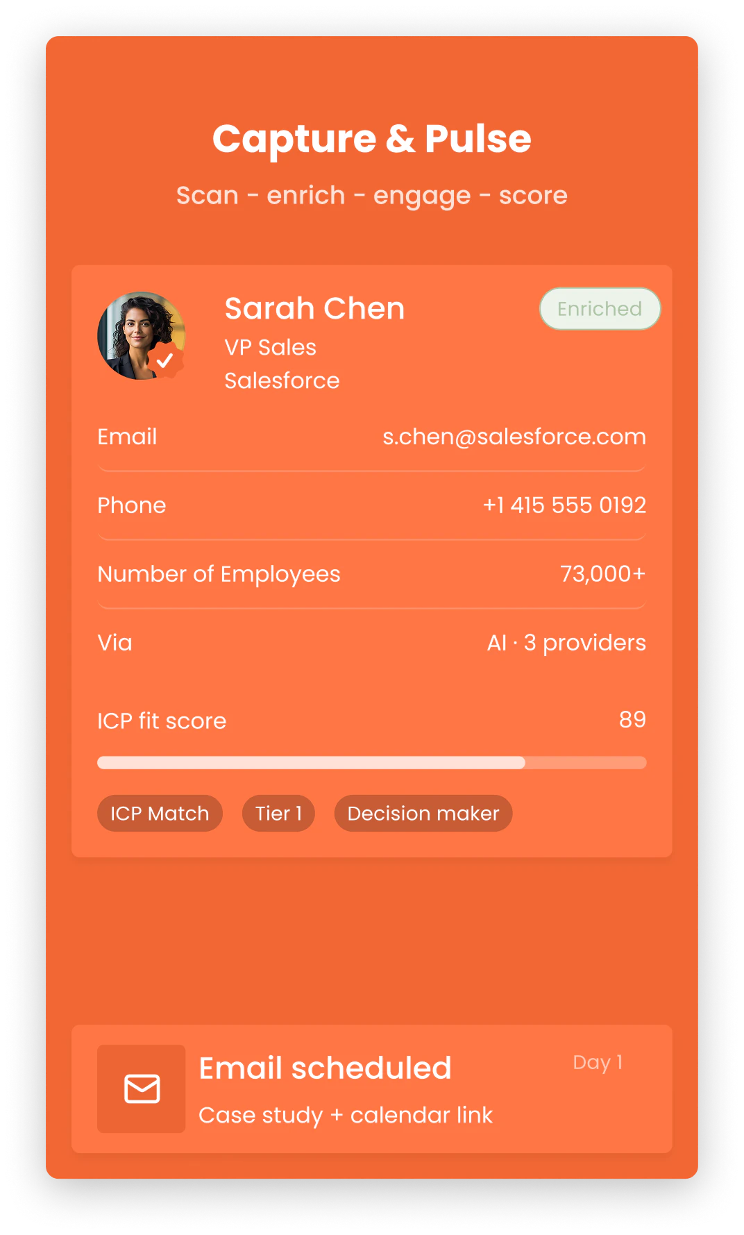 Mobly app capturing a lead during an event